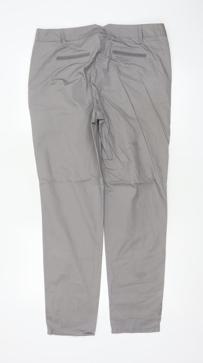 Next Women’s Grey Size 12R Chino Straight Leg Cotton Trousers