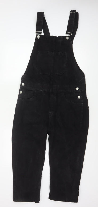 ASOS Design Women Black Size S Cotton Denim Straight Leg Dungarees