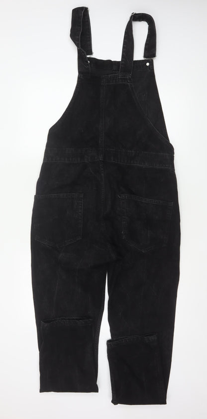 ASOS Design Women Black Size S Cotton Denim Straight Leg Dungarees