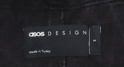 ASOS Design Women Black Size S Cotton Denim Straight Leg Dungarees