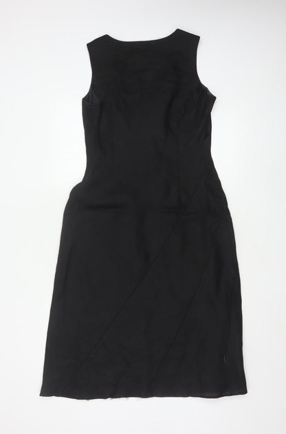 Marks and Spencer Women Black UK 10 Linen A-Line Knee Length Dress