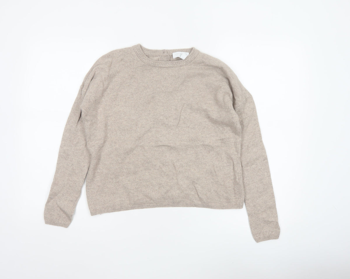 The White Company Women’s Beige Size 8 Button Back Knit Pullover