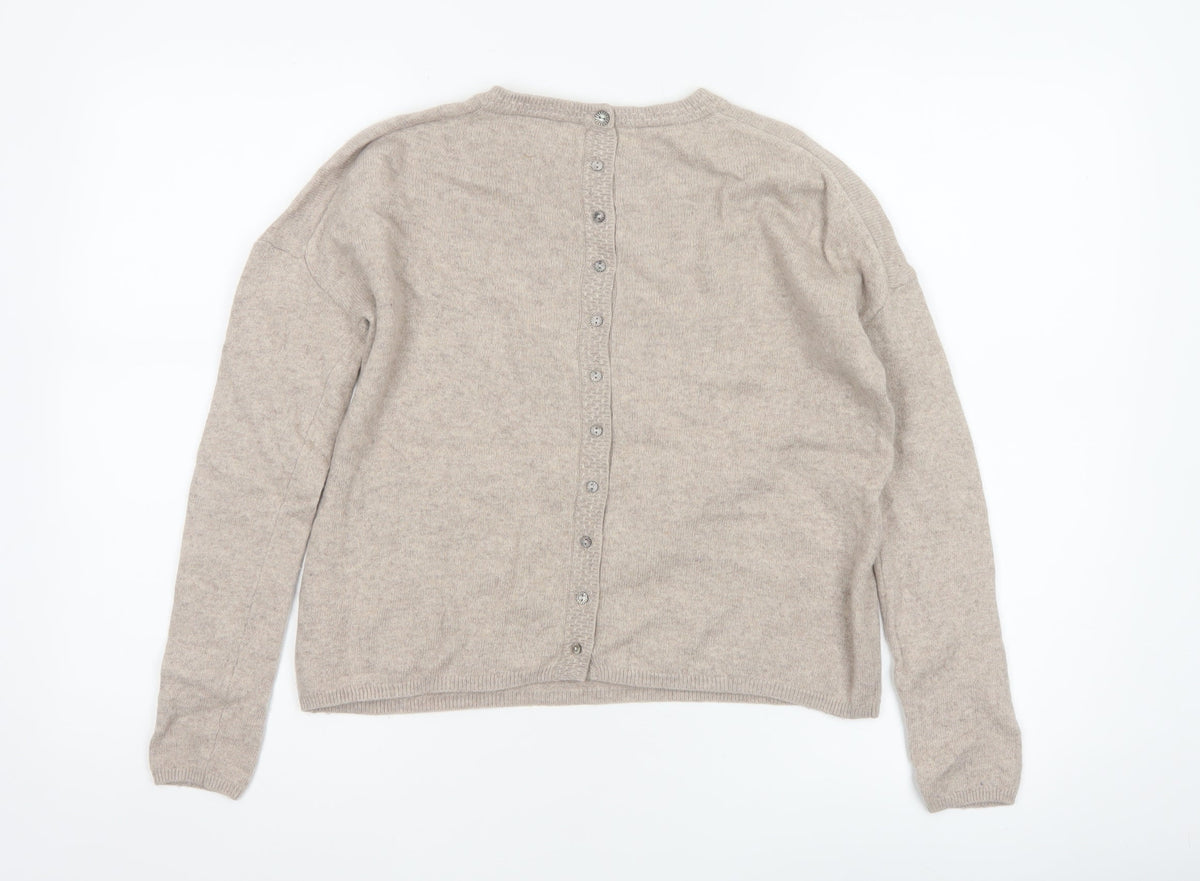 The White Company Women’s Beige Size 8 Button Back Knit Pullover