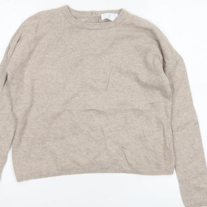 The White Company Women’s Beige Size 8 Button Back Knit Pullover