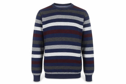 Commander Men’s Multicoloured Striped Cotton Crew Neck Pullover Jumper L