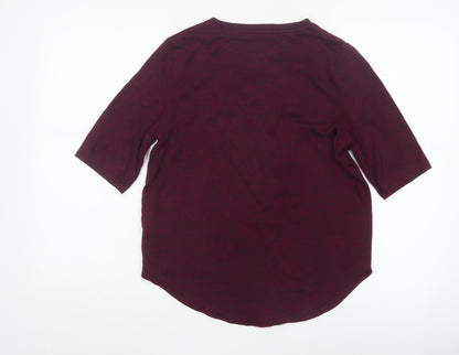 Marks and Spencer Women Red UK 8 Basic Jersey 3/4 Sleeve T-Shirt