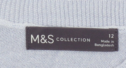 Marks & Spencer Women’s Blue Polka Dot Crew Neck Jumper Size 12