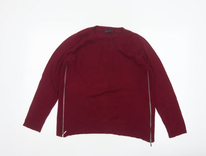 Marks & Spencer Women's Red UK 14 Pullover Jumper Side Zip Wool Blend