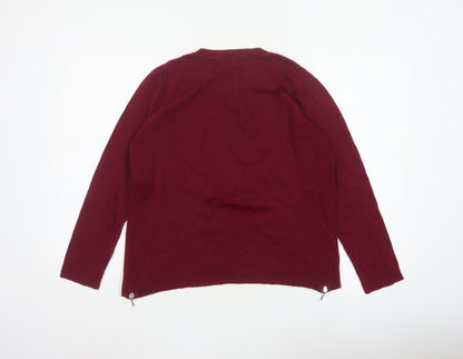 Marks & Spencer Women's Red UK 14 Pullover Jumper Side Zip Wool Blend