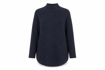 Marks & Spencer Women Blue S Tunic Mock Neck Acrylic Jumper