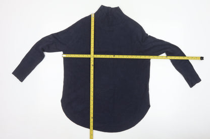 Marks and Spencer Women Blue S Tunic Mock Neck Acrylic Jumper