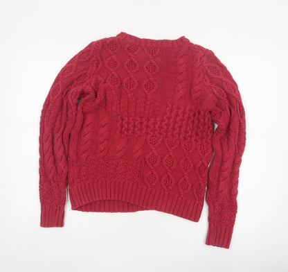 Tu Women’s Red Size 12 Cable-Knit Crew Neck Pullover Jumper