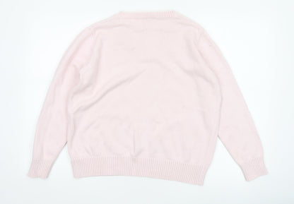 Damart Women Pink Cotton V-Neck Knit Pullover Jumper UK 20