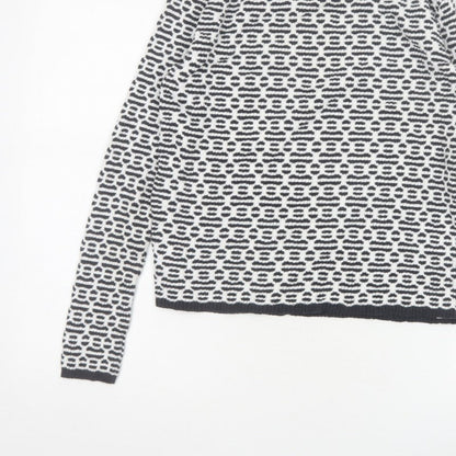 F&F Women’s Black White Geometric Roll Neck Knit Jumper UK 14