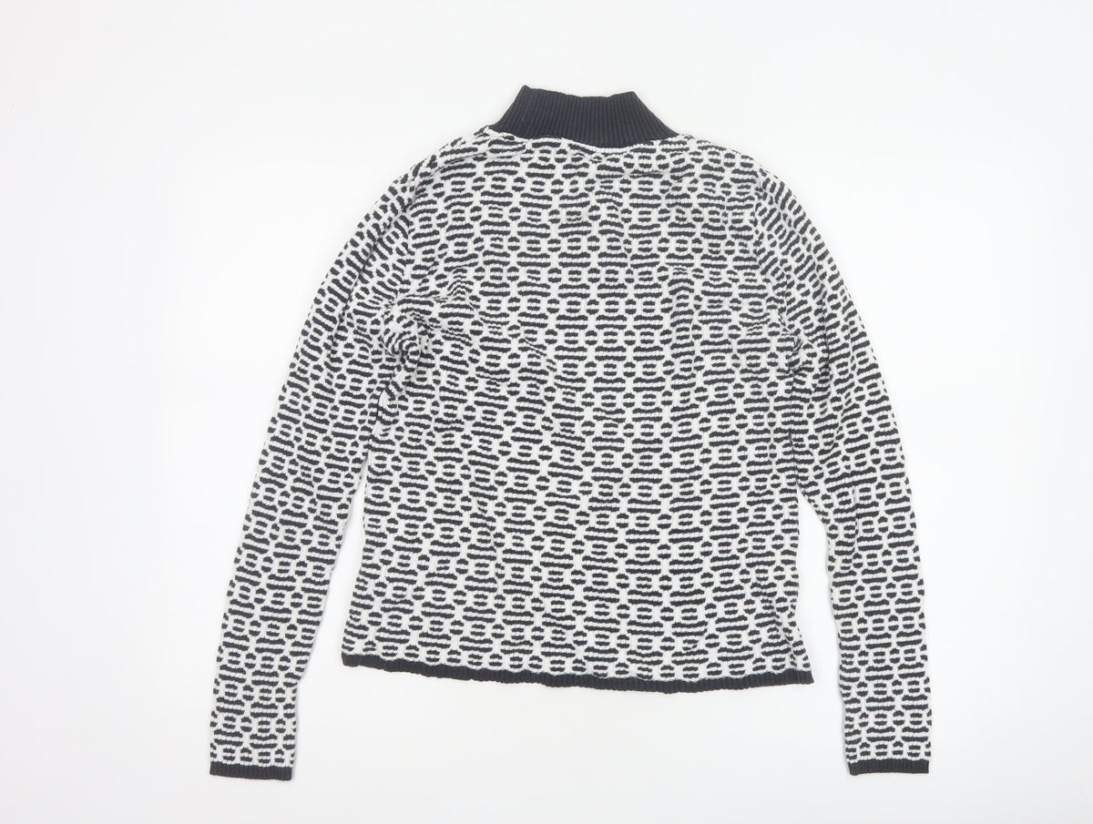 F&F Women’s Black White Geometric Roll Neck Knit Jumper UK 14