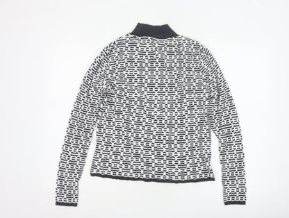 F&F Women’s Black White Geometric Roll Neck Knit Jumper UK 14