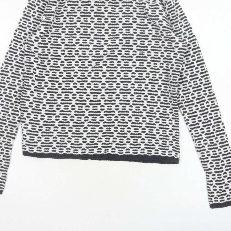 F&F Women’s Black White Geometric Roll Neck Knit Jumper UK 14