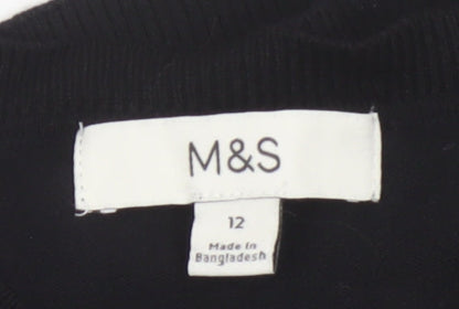 Marks & Spencer Women’s Black Size 12 Button Crew Neck Cardigan