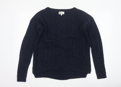 Next Women’s Navy Blue UK 12 Cable Knit Crew Neck Jumper Side Zips