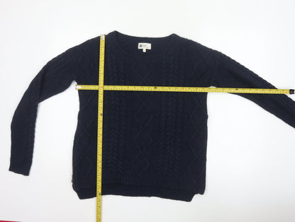 Next Women’s Navy Blue UK 12 Cable Knit Crew Neck Jumper Side Zips
