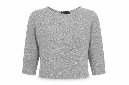 River Island Women Grey Size 10 Knit Tie Back Long Sleeve Basic Top