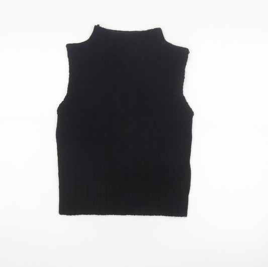 BLU IS Women Black One Size Sleeveless Mock Neck Knit Tank Top