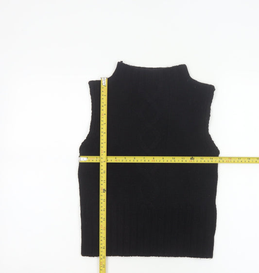 BLU IS Women Black One Size Sleeveless Mock Neck Knit Tank Top