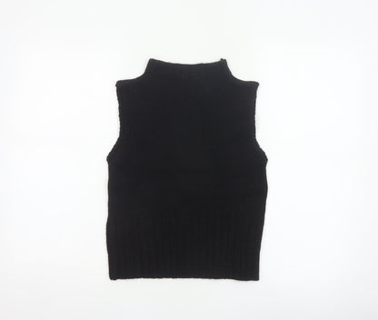BLU IS Women Black One Size Sleeveless Mock Neck Knit Tank Top