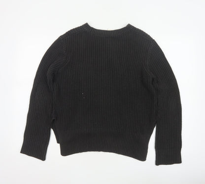 H&M Women’s Black S Cable Knit Crew Neck Raglan Sleeve Jumper
