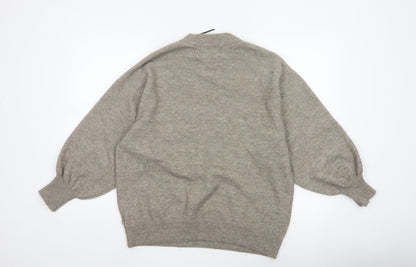 H&M Mama Women’s Grey M Pearl Embellished Mock Neck Knit Jumper