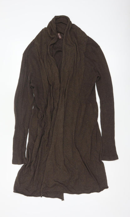 Phase Eight Women’s Brown Size 16 Long Open Cotton Knit Cardigan