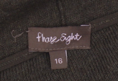 Phase Eight Women’s Brown Size 16 Long Open Cotton Knit Cardigan