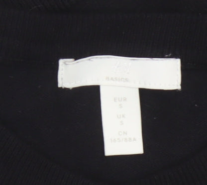 H&M Women Black S Button Front Crew Neck Knit Cardigan