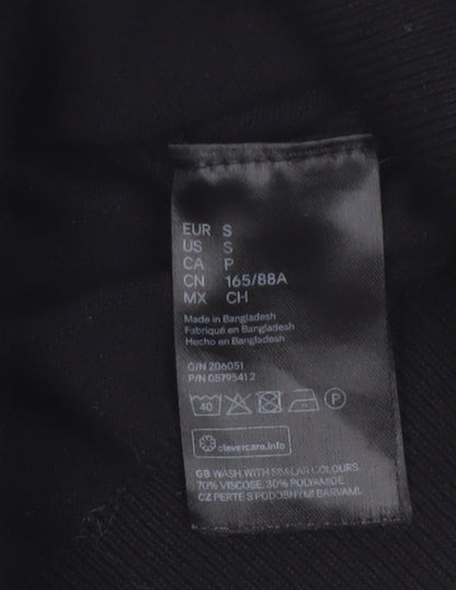H&M Women Black S Button Front Crew Neck Knit Cardigan