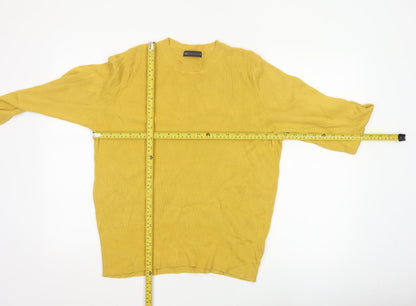 Marks and Spencer Women Yellow UK 20 Ribbed Crew Neck Knit Jumper