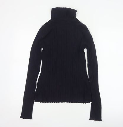 River Island Women Black UK 12 Ribbed Roll Neck Pullover Jumper