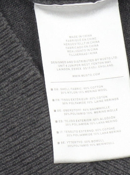 Musto Men’s Grey Small V-Neck Cotton Merino Knit Pullover Jumper