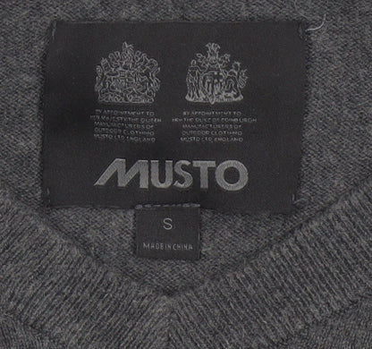Musto Men’s Grey Small V-Neck Cotton Merino Knit Pullover Jumper