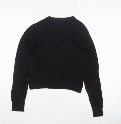 H&M Women Black Size S Button Up Crew Neck Knit Cardigan