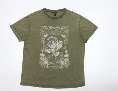 New Look Women Green UK 14 Basic Eagle Moon Graphic T-Shirt