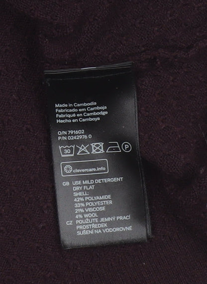 H&M Women’s Brown UK 12 Full Zip Knit Jumper Long Sleeve