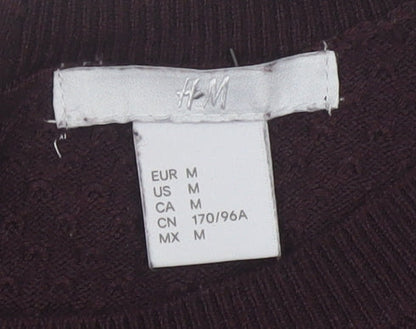 H&M Women’s Brown UK 12 Full Zip Knit Jumper Long Sleeve