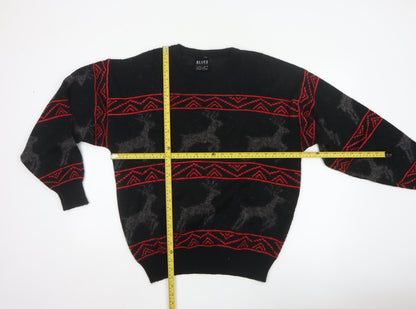 Blitz Sport Wear Men’s Black XL Reindeer Fair Isle Knit Jumper