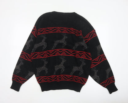 Blitz Sport Wear Men’s Black XL Reindeer Fair Isle Knit Jumper