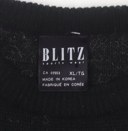 Blitz Sport Wear Men’s Black XL Reindeer Fair Isle Knit Jumper