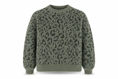 Marks & Spencer Women’s Khaki Leopard Print Fuzzy Knit Jumper UK 16 Crew Neck