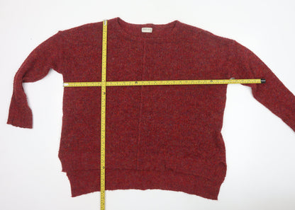 Marks and Spencer Women Red L V-Neck Raglan Knit Pullover Jumper