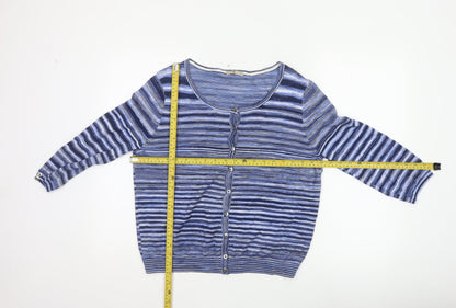 TU Women's Blue Striped Button Cardigan Size 16 Long Sleeve Knit