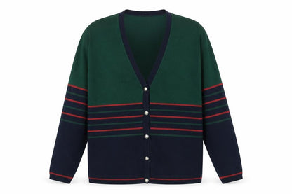 Company Collection Men’s Multicoloured L V-Neck Striped Acrylic Cardigan