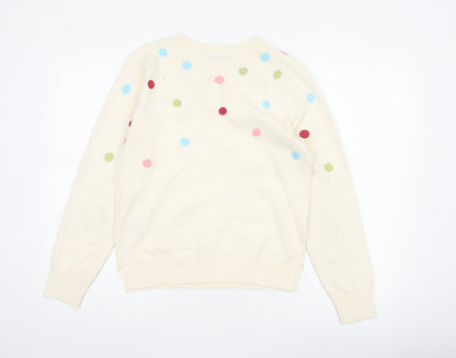 Marks and Spencer Women Ivory Polka Dot Knit Jumper UK 10 Crew Neck